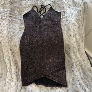 Windsor Black Sparkly Halter Bodycon Mini Dress
